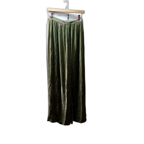 Kiko Comfortable Pants Women's  Size S  Green  100% Silk  Pull On Relaxed #426 - Picture 1 of 5